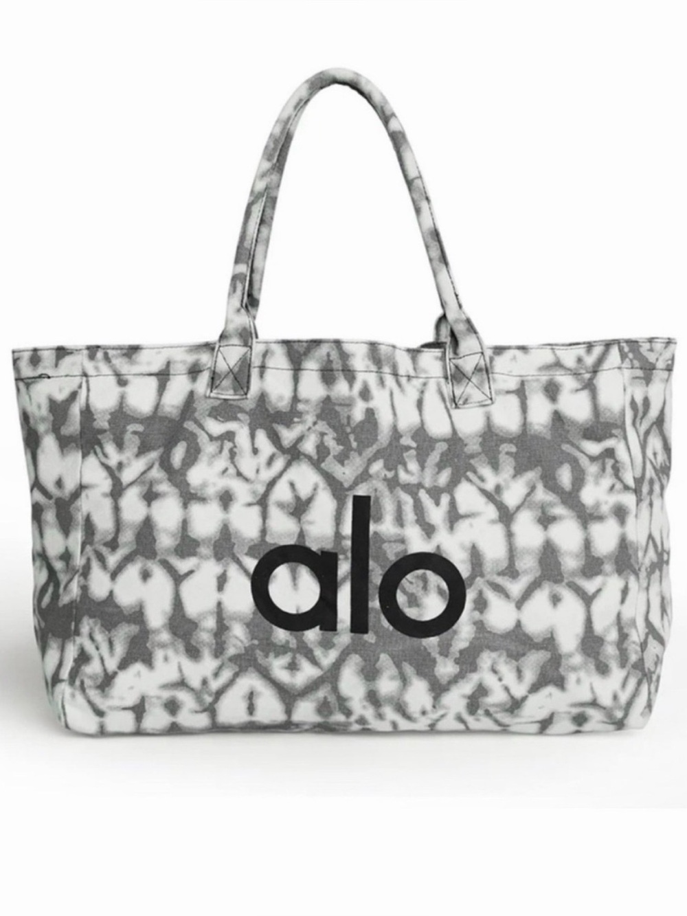 ALO YOGA canvas tote bag grey white tie dye